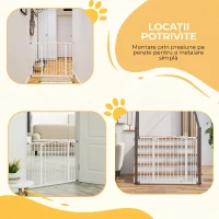 PawHut Poartă pentru câini extensibilă cu 4 șuruburi reglabile, din metal și plastic, 74-100x78 cm, alb(m-6)