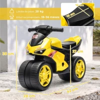 AIYAPLAY Bicicleta de Equilibrio sin Pedales con Música para Niños 18-36 Meses Amarillo(m-3)