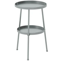 Outsunny Beistelltisch Ø36 cm, Balkontisch aus Metall Esstisch Outdoor, rund Terrassentisch für Garten Terrasse Balkon Dunkelgrau(m-1)