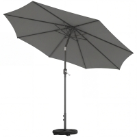 Outsunny Ombrellone Rotondo Inclinabile 3x3 m con Manovella, in Metallo e Poliestere, Grigio Scuro