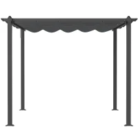 Outsunny 3 x 4m Aluminium Pergola, with Retractable Roof - Dark Grey(m-13)