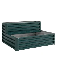 Outsunny Carré potager de jardin fond ouvert 2 étages pour herbes légumes fruits fleurs 120 x 101 x 58 cm vert(m-1)