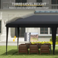 Outsunny 3 x 6 m Pop Up Gazebo - Foldable Canopy Tent with Height Adjustable Wedding Awning, Includes Carrying Bag, Black(m-16)
