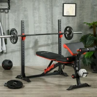 SPORTNOW Banco de Musculación Multifuncional con Respaldo Reclinable y Soporte de Barras Altura Ajustable 180x110x126 cm Negro(m-10)