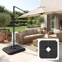 Outsunny Pied de parasol lot de 4 dalles pour parasol à lester - A remplir d'eau jusqu'à 80 kg ou de sable jusqu'à 120(m-2)