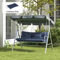 Outsunny 4er-Set Sitzkissen, 150x50 cm wasserabweisend Stuhlkissen mit Bindebänder, 10cm dick Marineblau(m-10)