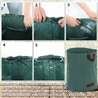 Outsunny Set de 3 saci pentru deșeuri de grădină, 300 L, cu mânere, pliabili și reutilizabili, Ø67 x 84 cm, verde(m-6)