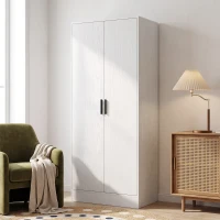 HOMCOM Armario Dormitorio Moderno Armario Ropero con Barra para Colgar Estantes 70x37x164 cm para Salón Entrada Blanco(m-9)