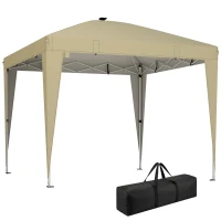 Outsunny Tonnelle de jardin 3 x 3 m avec éclairage pop up tente pliante réglable en hauteur télécommande sac de transport crème(m-12)