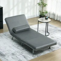 HOMCOM Klappsessel mit Bettfunktion, klappbarer Relaxsessel in Samtoptik, Verstellbare Rückenlehne, 75 x 70 x 75 cm, Grau(m-10)