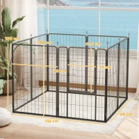 PawHut Parque para Perros de 8 Paneles de 100 cm de Altura con Puerta para Interior y Exterior Negro(m-3)