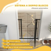 PawHut Cancellino per Cani Regolabile Alto con Porta Piccola e Chiusura Automatica, 74-80x104cm, Nero(m-5)