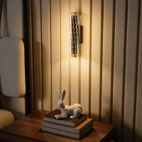 HOMCOM Wandleuchte Innen Wandlampe mit LED Lichte, Gitterdesign, Dimmbar Nachttischlampe Metall, Schwarz(m-8)