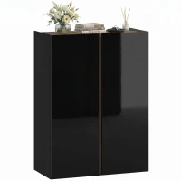 HOMCOM Schuhschrank mit leiser Sicherheitsöffnung, 6 Ebenen, grifflose Design, Hochglanz Schwarz(m-11)
