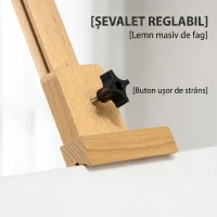 Vinsetto Șevalet pentru Pictură Pliabil din Lemn de Fag cu Înălțime și Unghi Reglabil, 65x110x180-235 cm(m-9)