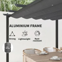 Outsunny 3 x 4m Aluminium Pergola, with Retractable Roof - Dark Grey(m-7)