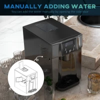 HOMCOM 3L Ice Maker Machine and Water Dispenser, 12kg in 24H, 2 Sizes 9 Ice Cubes Ready in 6-10 Mins Ice Machine, Black(m-8)