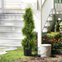 HOMCOM Cipreste Artificial 90cm Planta Artificial em Espiral, Planta de Plástico em Vaso, Decoração Moderna(m-6)