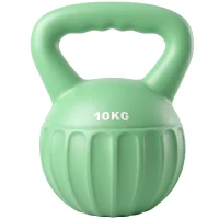 SPORTNOW Kettlebell Kugelhantel 6 kg Gewicht-Hantel mit Sand befüllt für Anfänger Zuhause Krafttraining 21 x 21 x 27 cm Grün(m-1)
