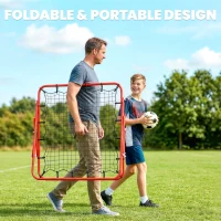 HOMCOM Rebounder Net, Practise Kickback Goal, for Teens, Adults Training - Red(m-6)