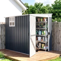 Outsunny Casetta da Giardino in Acciaio 1.2x1.9 m con Porta Bloccabile e Prese d'Aria, Grigio Scuro(m-2)