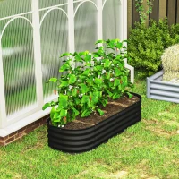 Outsunny Jardinière surélevée carré potager de jardin en acier modulable légumes, plantes, fleurs, dim. 150 x 62 x 30 cm noir(m-8)