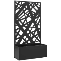 Outsunny Fioriera Rialzata con Spalliera Decorativa per Rampicanti da Terra e Parete, 61x23x113 cm, Nero(m-1)