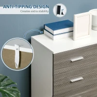 HOMCOM Chest of Drawers, 4 Drawer Dresser, Storage Organizer Unit for Bedroom, Living Room, Grey(m-6)
