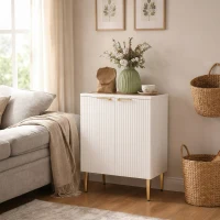 HOMCOM Buffet cuisine meuble de rangement avec 2 portes étagère réglable pieds métalliques surélevés 60 x 40 x 80 cm blanc(m-12)