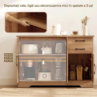 HOMCOM Dulap de Bucătărie cu 2 Sertare și 3 Dulapuri, Rafturi Ajustabile, 120x38x79 cm, Stejar(m-4)