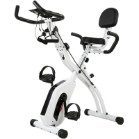 SPORTNOW Vélo d'Appartement Pliable Vélo de Fitness 3 en 1 Silencieux Connecté Kinomap Bluetooth et Zwift 105x53,5x109cm Blanc