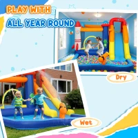 AIYAPLAY 5 in 1 Bouncy Castle for Children with 550W Blower, Water Slide, Splash Pool, Jumping Area, Climbing Wall, Cannon(m-5)