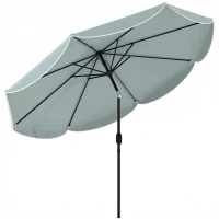 Outsunny Parasol de Jardin Extérieur Rond Inclinable à 3 Positions avec 8 Baleines et Volant, Φ265 x 235 cm, Bleu(m-1)