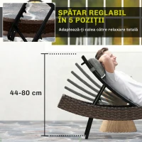 Outsunny Șezlong de Exterior În Formă de S din Ratan, 60x198x44cm, Maro(m-5)