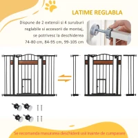 PawHut Poartă pentru câini de talie medie și mică cu închidere automată, 74-105x76,2 cm, negru(m-6)