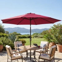 Outsunny Parasol de Jardin Extérieur 3x3 m, Parasol Inclinable Octogone avec Manivelle, 8 Baleines, Anti-UV, Bordeaux(m-10)