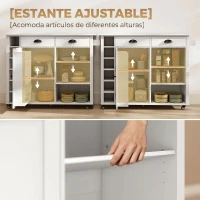 HOMCOM Isla de Cocina con Ruedas Tapa Abatible Estantes en la Puerta Toallero Armario 2 Cajones 117,5x70x91 cm Blanco(m-6)