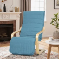 HOMCOM Sillón de Salón con Reposapiés Ajustable Butaca Tapizada en Lino Sintético para Oficina Dormitorio 66,5x94x100cm Azul(m-9)