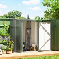 Outsunny Casetta da Giardino Porta Attrezzi in Acciaio Galvanizzato con Porta a Battente, 100x104x160 cm, Argento(m-9)