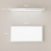 HOMCOM Set 2 Plafoniere LED Subțiri și Minimaliste cu Culoare Reglabilă, din Oțel și Plastic, 60x30x3.7 cm, Alb(m-3)