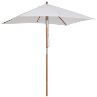 Outsunny Parasol de Terraza Rectangular Inclinable 200x150x235 cm con Anti-UV Impermeable y Poste de Madera Crema(m-12)