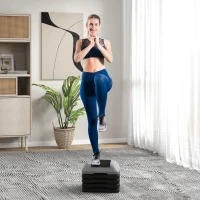 SPORTNOW Aerobic Stepper, Marche d'Exercice, 5 Hauteurs Réglables de 10/15/20/25/30 cm, Charge 150 kg, Gris(m-9)