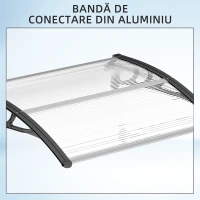 Outsunny Copertină de Exterior Impermeabilă și Anti-UV, din PC, PP și Aluminiu, 75x100x23 cm, Transparentă și Neagră(m-7)