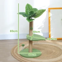 PawHut Árbol Rascador para Gatos 83 cm con Hojas Artificiales, Poste de Yute, Plataformas de Felpa, 2 Juguetes de Bolas, Verde(m-3)