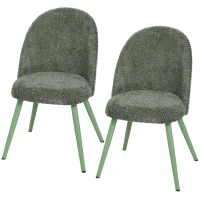 HOMCOM Juego de 2 Sillas de Comedor de Terciopelo con Asiento Acolchado Verde Oscuro(m-7)