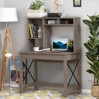 HOMCOM Scrivania per Computer Moderna con Ripiani Aperti, Scrivania con Libreria in Legno, Tavolo Porta PC per Computer, per Ufficio, Studio e Camera da Letto, 105x50x137.5cm, Marrone(m-10)