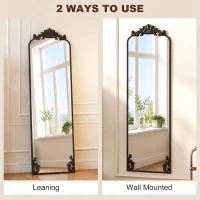 HOMCOM Floor Mirror, 50 x 160 cm Full Length Mirror with Baroque Metal Frame for Bedroom, Living Room, Dressing Room, Black(m-6)