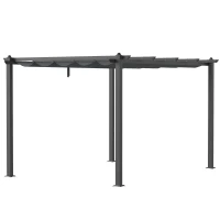 Outsunny 3 x 4m Aluminium Pergola, with Retractable Roof - Dark Grey(m-12)