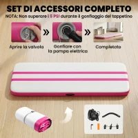 SPORTNOW Tappetino Gonfiabile per Ginnastica, 3,05 m con Pompa Elettrica e Borsa(m-4)