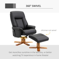 HOMCOM Electric Massage Recliner Chair with Ottoman, Faux Leather Swivel Recliner with Remote Control and 5 Modes for Living Room, Black(m-9)